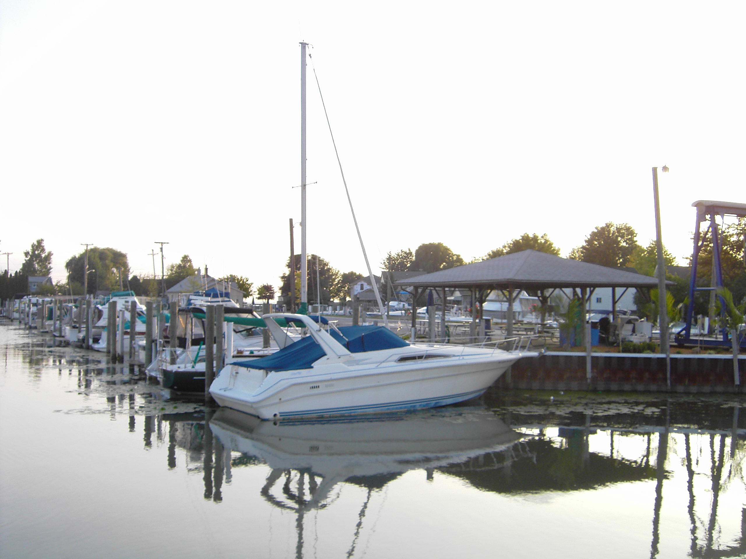 Boat Slips at Swan Creek Harbor Marina on Anchor Bay offering winter storage.