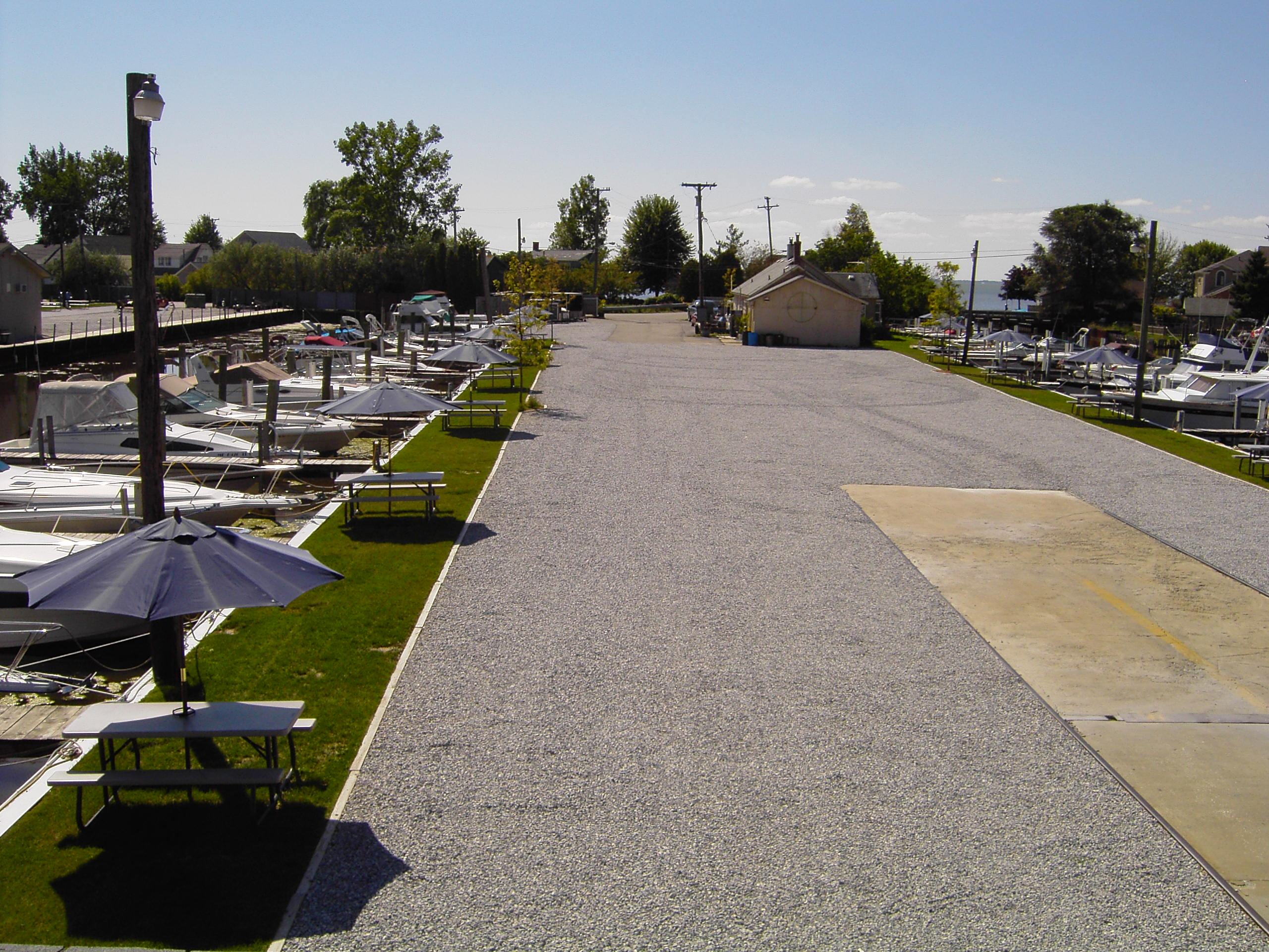 Picture of  Marina boat wells at Swan Creek Harbor with Anchor Bay in the background